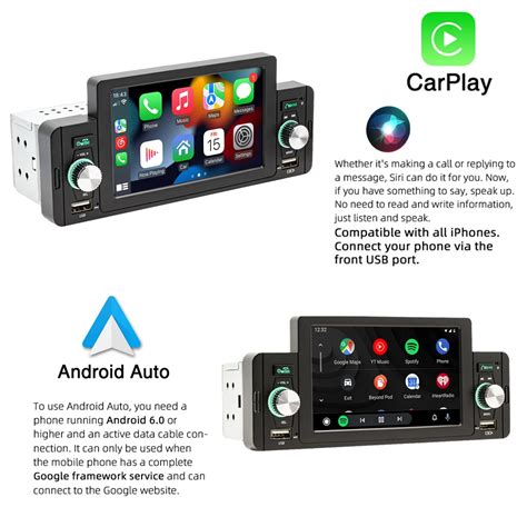 ESSGOO 5 Inch Car Radio 1 Din Car Play Android Auto Multimedia Player