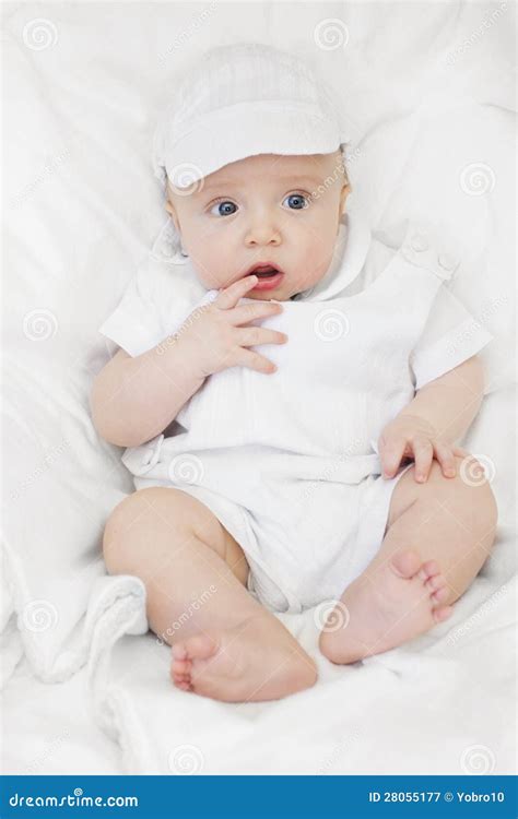 Newborn Baby Boy Portrait All White Royalty Free Stock Photography - Image: 28055177