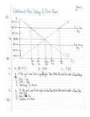 Worksheet Price Ceilings Price Floors Pdf Course Hero