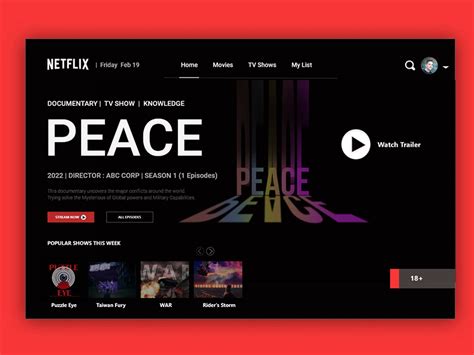 P Gina De Destino De Netflix Redise Ada Con Adobe Xd Plantillas Psd