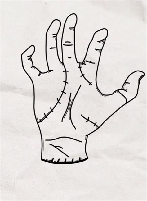 A Drawing Of A Hand That Has Been Drawn On Paper