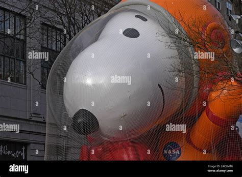 Astronaut Snoopy Balloon Lines Up Along 77 Street During The 93rd Annual Macy S Thanksgiving Day