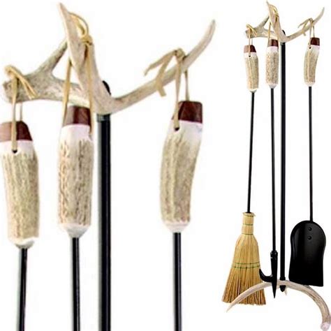 Antler Fireplace Tool Set Handmade In Oregon Real Deer Antler Base