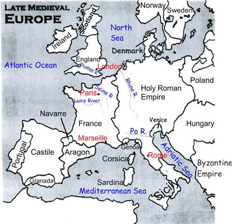 Medieval Europe Map Worksheet - Sixteenth Streets