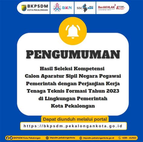 Hasil Seleksi Kompetensi Penerimaan Casn Pppk Teknis Kota Pekalongan