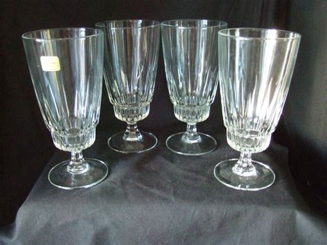 4 X Luminarc Victoria Stemmed Water Juice Glasses Tall Sundae Glasses