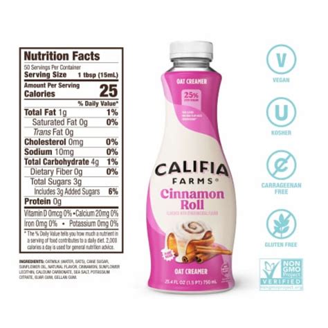 Califia Farms Cinnamon Roll Oat Milk Coffee Creamer Fl Oz Kroger