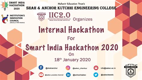 Internal Hackathon For Smart India Hackathon 2020 SAKEC Shah Anchor