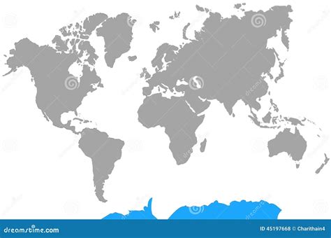 Destaque A Antártica Do Mapa Do Mundo Dos Continentes Ilustração Stock ...