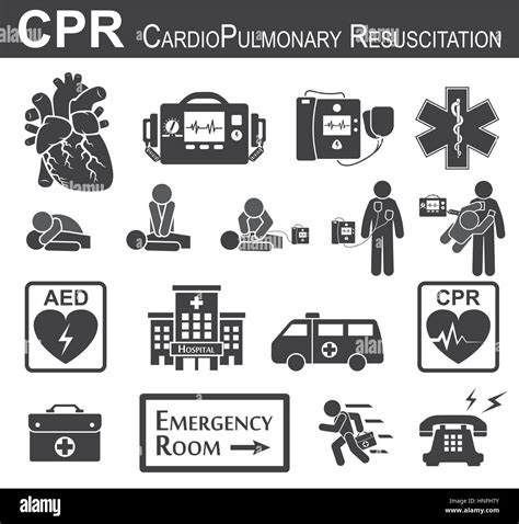 La Rcp Rianimazione Cardiopolmonare Icona In Bianco E Nero