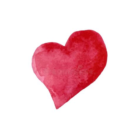 Isolated Red Watercolor Heart In Vector Stock Vector Illustration Of