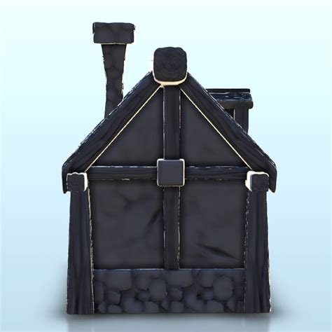 Medieval house with fireplace 10 - Wargaming3D