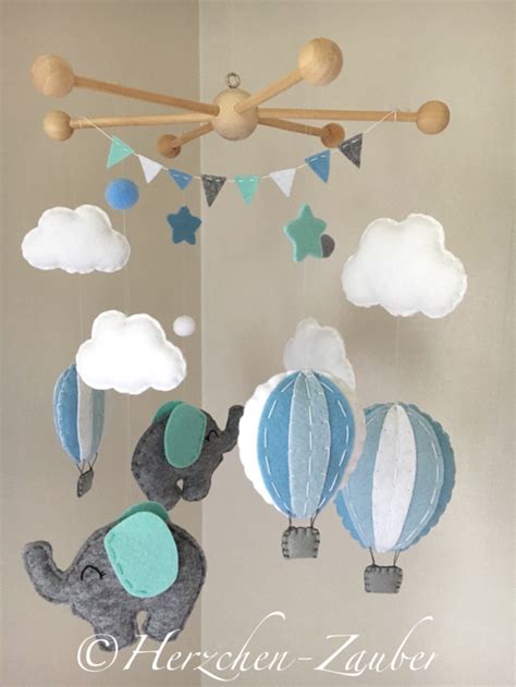 Elefanten und Heißluftballon Mobile aus Filz Baby Mobile Etsy de