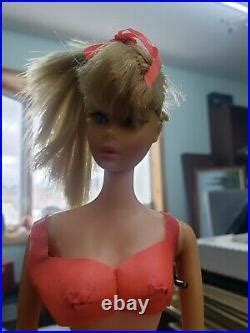 Vintage 1966 Mattel Barbie Blonde Hair Blue Eyes Made In Japan Twist N