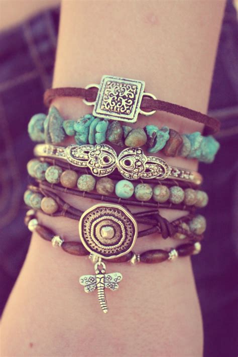 Turquoise Boho Leather Bracelet Stack Featured In Vogue Etsy