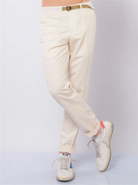 Pantalone Da Uomo White Sand In Lino E Cotone Con Elastico 24SU6609