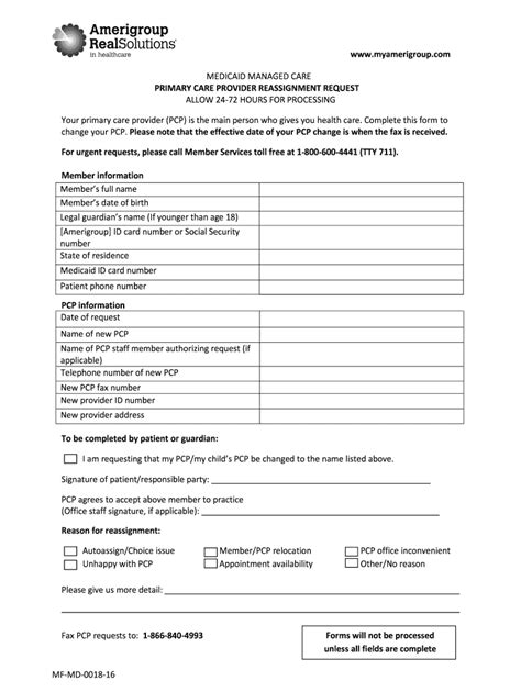 Amerigroup Pcp Change Form Fill And Sign Printable Template Online