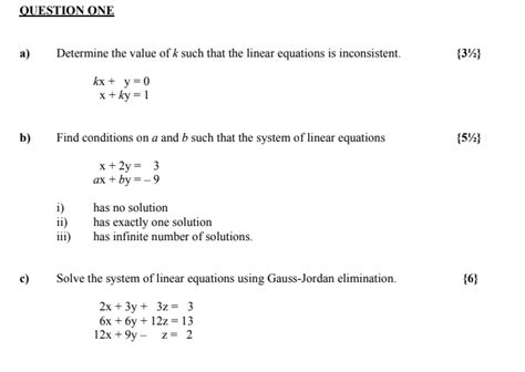 Solved Question One A Determine The Value Of K Such That