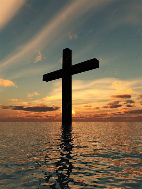 The Holy Cross Landscape Sunset Ocean Conceptual Photo Background And