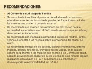 Situacion Del Programa Cancer De Cuello Uterino Del Centro De Salud