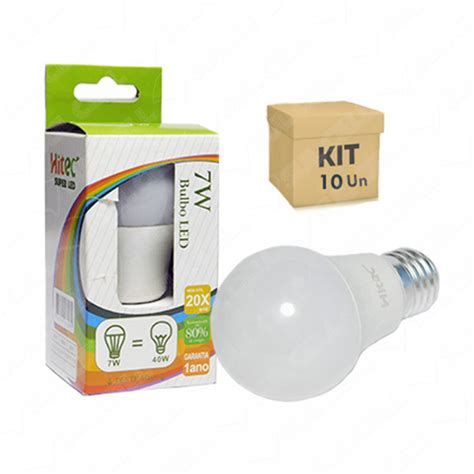 Kit C Lampada Led Bulbo W Bocal E Branco Frio K Bivolt Q