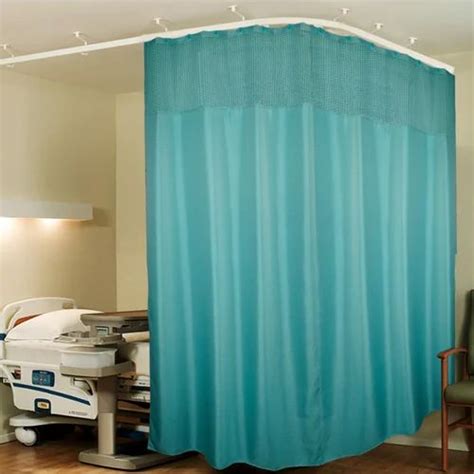 Polyester Green Hospital Curtains With 8 Eyelets And 8 C Hooks Size