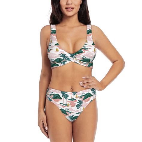 Rocae Hawaii Palms For Bikini Set For Women Two Piece Sexy High