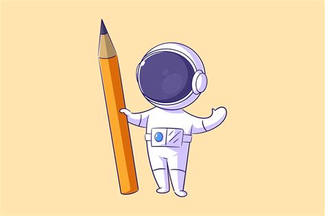 The Astronaut is Carrying an Pencil Graphic by wawadzgn · Creative Fabrica