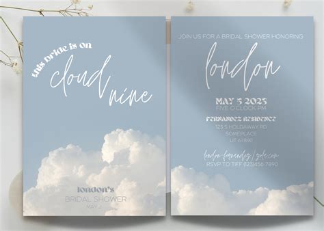 On Cloud Bridal Shower Invite This Bride Is On Cloud Nine Invite