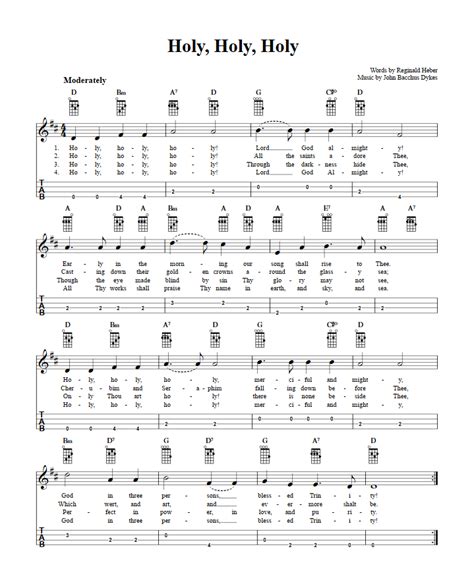 Holy, Holy, Holy - Easy Baritone Ukulele Sheet Music and Tab with ...