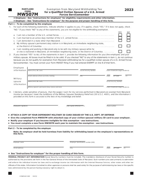 Maryland Form MW507M RAD048 2023 Fill Out Sign Online And