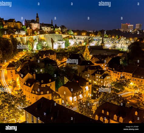 Luxembourg City night Stock Photo - Alamy