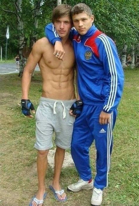 Shirtless Male Muscular Athletic Beefcake Jock W Friend Athlete Photo