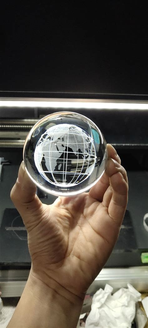 Globe 3D Laser Engraving Inside Solid K9 Crystal Ball Glass Spheres