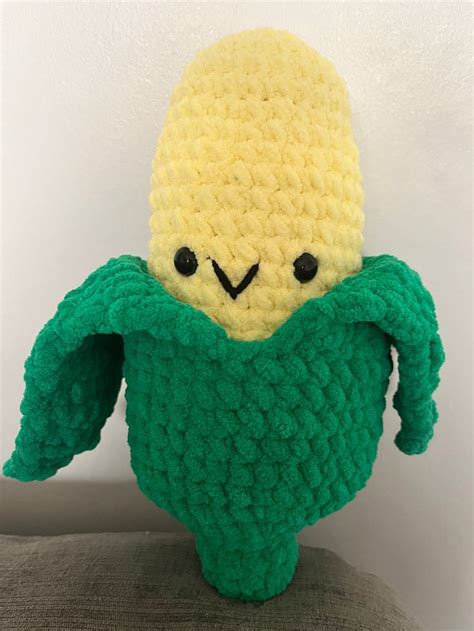 Sweetcorn Soft Toy Cuddly Corn On The Cob Removable Corn Hand Crocheted