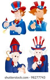 4th July Uncle Sam Portraits Stock Vector (Royalty Free) 98277743 ...