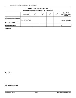 Fillable Online Tufts Phs Rev Modular Budget Format Page