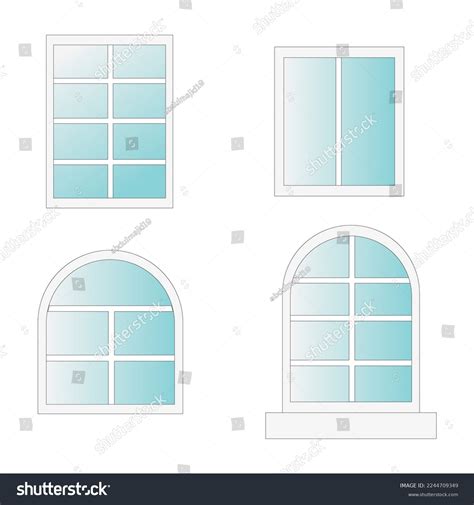 Different Realistic Designs Glass Windows House Stock Vector (Royalty