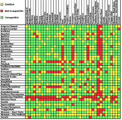 Marine Aquarium Fish Compatibility Chart