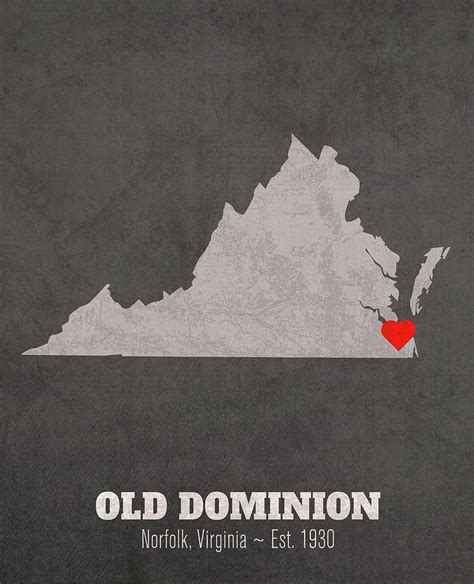 Old Dominion University Norfolk Virginia Founded Date Heart Map Mixed ...