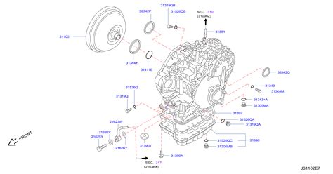 2021 Nissan Rogue SL 2ROW CVT 2WD Seal Oil Differential Clutch Housing