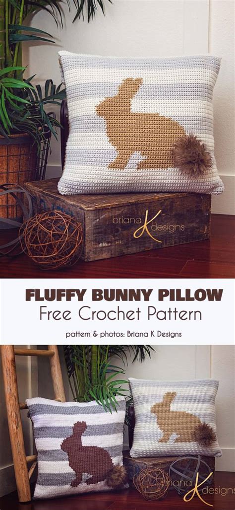 Fluffy Bunny Pillow Free Crochet Pattern