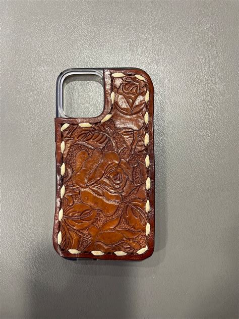 Tooled Leather Phone Case Etsy