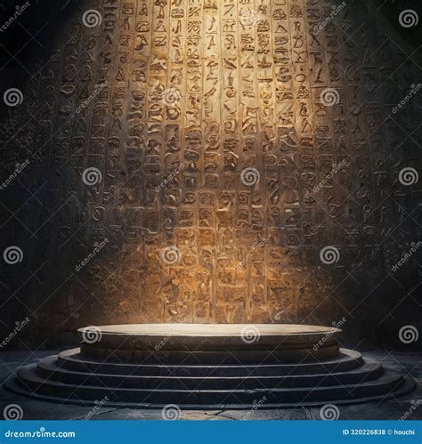 Old Stone Altar with Hieroglyphs, Cuneiform, and Petroglyph Inscriptions Stock Illustration ...