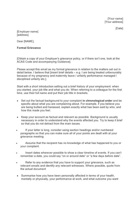 Employer Response To Grievance Letter Template