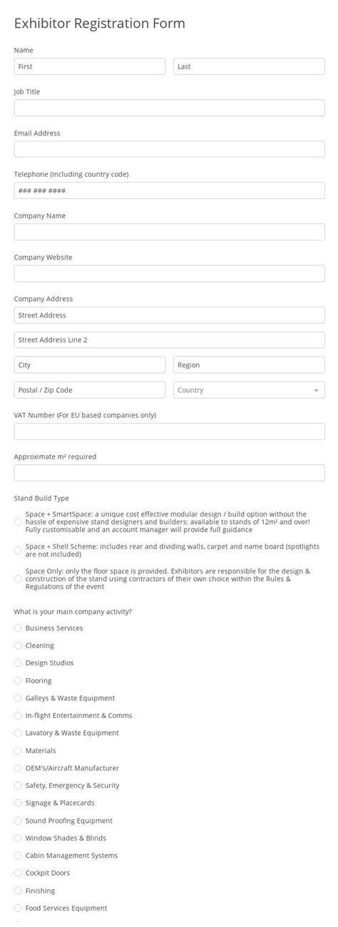 Free Exhibitor Registration Form Template Formbuilder