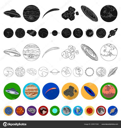 Planetas Del Sistema Solar Iconos Planos En La Colecci N De Conjuntos