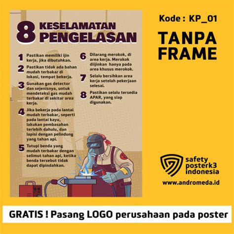 Jual Safety Poster K3 8 Keselamatan Pengelasan 42x30 Cm 80x60 Cm