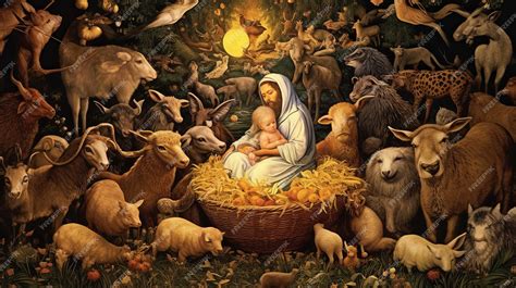 Premium AI Image | Jesus in the Manger A Peaceful Scene with Baby Jesus