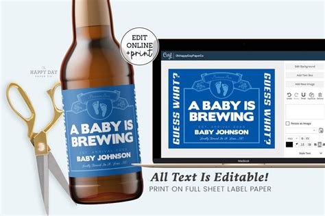 Printable Baby Is Brewing Beer Label Template Pregnancy Announcement